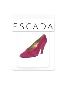 [Escada] Magenta Pink Suede Slip-On Block Heel Vintage Pumps Heels Women’s 6